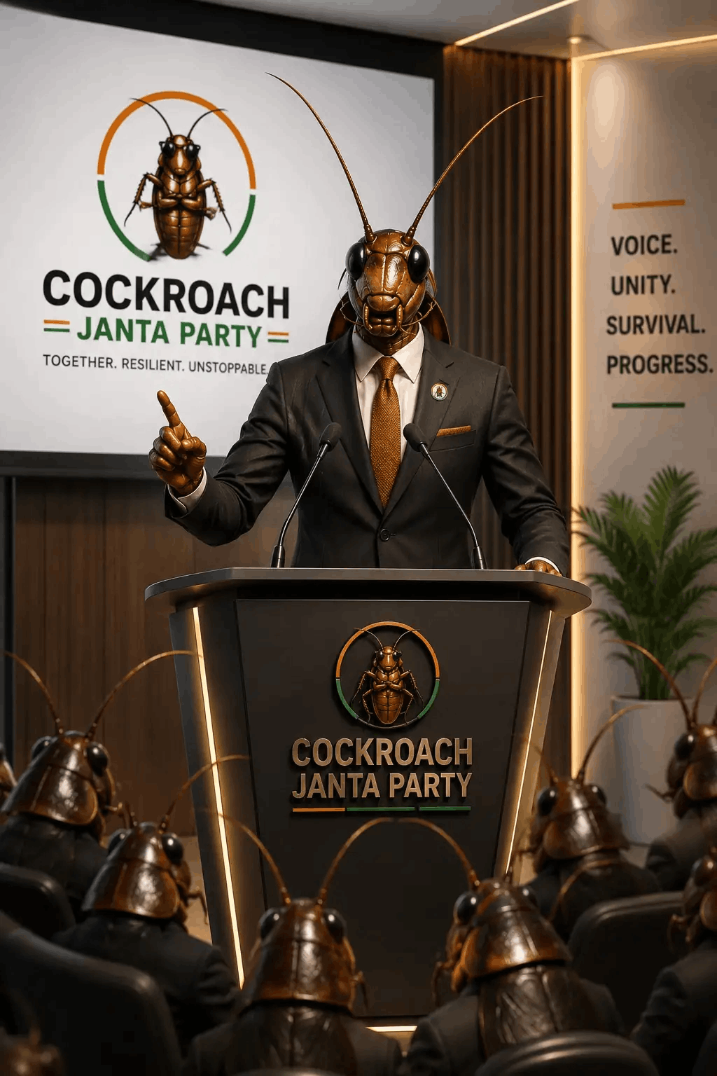 Cockroach Janta Party (CJP) Official Poster — कॉकरोच जनता पार्टी